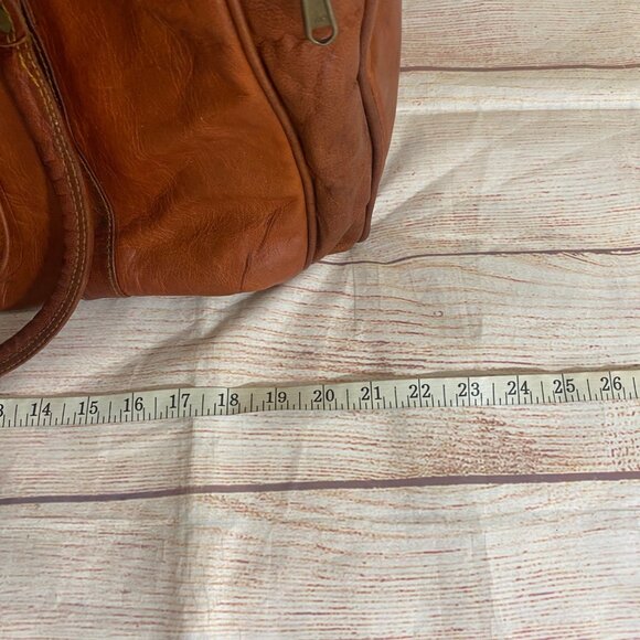 Komal's Passion 21'' Large Travel Genuine Brown Leather Duffle Bag With Strap - Picture 3 of 11